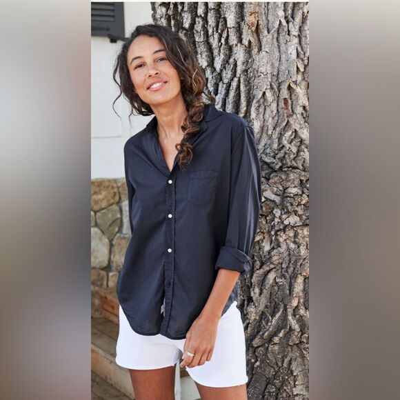 Frank & Eileen Navy Cotton The Eileen Relaxed Fit Light Button Down Shirt Sz XS - Picture 1 of 7